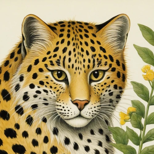 jaguar,hosana,african leopard,leopard head,cheetah,leopard,ocelot,felidae,wild cat,natura,american bobtail,khokhloma painting,endangered,fauna,panthera leo,panther,leopard's bane,cheetahs,animal portrait,arabian mau,Illustration,Realistic Fantasy,Realistic Fantasy 31