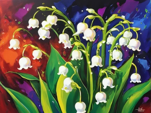 white tulips,galanthus,lilies of the valley,lilly of the valley,tulips,calla lilies,tulip white,lily of the field,flower painting,jonquils,lily of the valley,wild tulips,snowdrops,tulip flowers,snowdrop anemones,easter lilies,cluster-lilies,bulbous flowers,snowdrop,lillies,Conceptual Art,Oil color,Oil Color 21
