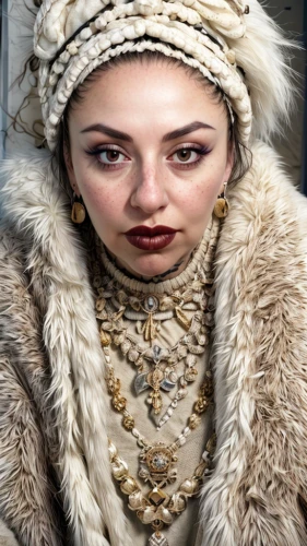 eskimo,white fur hat,fur,cruella,fur clothing,cruella de ville,siberian,fur coat,suit of the snow maiden,the snow queen,russian doll,russian,fractalius,siberia,woman portrait,ice queen,samara,laika,west siberian laika,transylvania