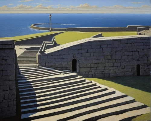 olle gill,winding steps,the road to the sea,el salvador dali,orkney island,escher,grant wood,terraced,peter-pavel's fortress,surrealism,andreas cross,castle de sao jorge,martin fisher,amphitheatre,dali,gordon's steps,stairway to heaven,la perouse,citadel hill,breakwater,Conceptual Art,Sci-Fi,Sci-Fi 16