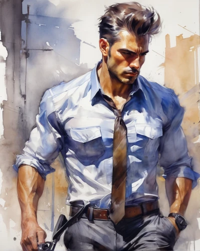 wolverine,tony stark,dress shirt,stony,steve rogers,sleeveless shirt,italian painter,watercolor background,torn shirt,male character,mechanic,men clothes,watercolor,manly,gale,mass,male poses for drawing,handyman,digital painting,study,Illustration,Paper based,Paper Based 11