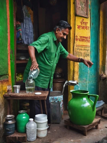 indian filter coffee,fetching water,maharashtrian cuisine,nepalese cuisine,cooking pot,waste water system,masala chai,bangladeshi taka,pouring tea,water sampling point,vendor,edible oil,washing drum,gas cylinder,water supply,ayurveda,cooking oil,vendors,water filter,sugarcane juice,Illustration,Realistic Fantasy,Realistic Fantasy 28