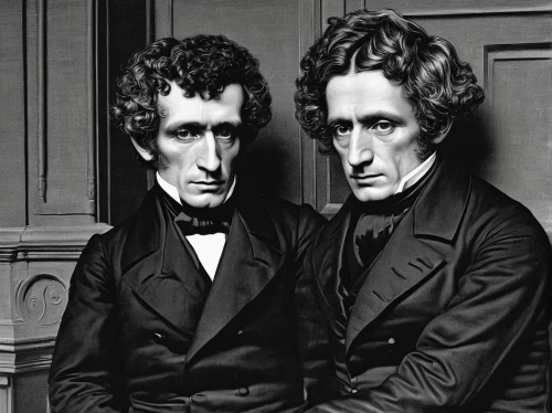 wright brothers,gothic portrait,napoleon iii style,fryderyk chopin,oddcouple,in pairs,hans christian andersen,chopin,preachers,two friends,xix century,joint dolls,vilgalys and moncalvo,the men,physiognomy,authorship,grooms,the victorian era,callophrys,clone jesionolistny,Illustration,Black and White,Black and White 18