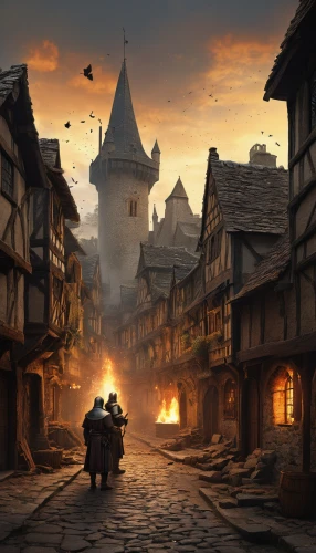 medieval street,medieval town,knight village,medieval,the cobbled streets,hamelin,fantasy picture,medieval market,bremen town musicians,fantasy landscape,fantasy art,old town,cobblestone,the pied piper of hamelin,witcher,castle iron market,transylvania,the old town,middle ages,jockgrim old town,Art,Classical Oil Painting,Classical Oil Painting 32