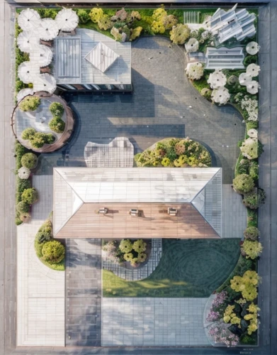 framing square,paved square,archidaily,botanical square frame,drone image,kirrarchitecture,mavic 2,japanese architecture,suburban,aerial landscape,roof landscape,view from above,from above,aerial view umbrella,residential,dji spark,urban design,flat roof,japan peace park,drone photo,Landscape,Landscape design,Landscape Plan,Realistic