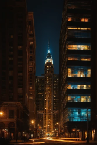 chicago night,chrysler building,tall buildings,city at night,chicago,indianapolis,skyscrapers,night photography,renaissance tower,high-rises,urban towers,city scape,high rises,night photograph,blue hour,citylights,flatiron building,chicago skyline,city lights,night lights,Conceptual Art,Oil color,Oil Color 11