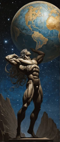 silver surfer,world digital painting,sci fiction illustration,the earth,dr. manhattan,atlas,planet eart,ophiuchus,pankration,terraforming,earth,horoscope libra,mother earth,copernican world system,mother earth statue,discobolus,earth in focus,old earth,muscular system,terrestrial globe,Illustration,Realistic Fantasy,Realistic Fantasy 05