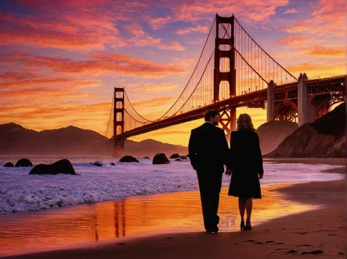 golden bridge,loving couple sunrise,the golden gate bridge,love bridge,golden gate,goldengatebridge,golden gate bridge,scenic bridge,spit bridge,rainbow bridge,vintage couple silhouette,romantic scene,suspension bridge,tied-arch bridge,san francisco,arch bridge,sanfrancisco,bridge arch,humpback bridge,romantic,Illustration,Retro,Retro 06