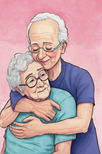 old couple,grandparents,care for the elderly,elderly people,caregiver,grandparent,elderly,older person,two people,elderly person,couple - relationship,couple in love,retirement,hug,true love symbol,love couple,as a couple,embrace,the hands embrace,retirement home,Illustration,Paper based,Paper Based 27