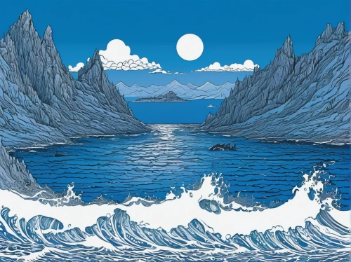 blue planet,japanese waves,blue caves,ocean waves,the blue caves,arctic ocean,coastal and oceanic landforms,icebergs,japanese wave paper,sea landscape,ocean,rogue wave,nordland,seascape,mountain and sea,cd cover,blue sea,glacial landform,japanese wave,ocean background,Illustration,Black and White,Black and White 21