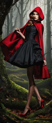 red riding hood,little red riding hood,red cape,red coat,scarlet witch,ballerina in the woods,red shoes,red tunic,man in red dress,queen of hearts,photo manipulation,photoshop manipulation,fairy tales,caped,photomanipulation,cloak,image manipulation,lady in red,digital compositing,the enchantress,Photography,Fashion Photography,Fashion Photography 10