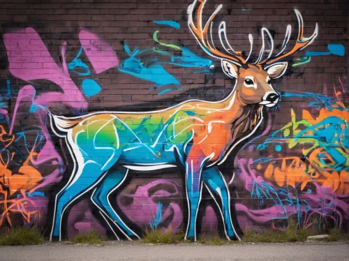 kudu,elk,european deer,stag,deer bull,male deer,deer illustration,dotted deer,deer,kudu buck,zebu,manchurian stag,graffiti art,pere davids deer,buffalo plaid deer,painted horse,graffiti,young-deer,gold deer,caribou,Conceptual Art,Graffiti Art,Graffiti Art 07