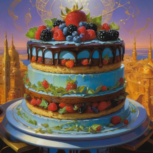 fruit cake,mixed fruit cake,stack cake,a cake,cake stand,torte,strawberries cake,currant cake,cooking book cover,basil's cathedral,layer cake,cake,cake buffet,slice of cake,cassata,confectioner,strawberrycake,petit gâteau,pastry chef,the cake,Illustration,Realistic Fantasy,Realistic Fantasy 03