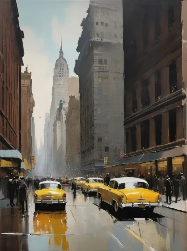 new york taxi,yellow cab,world digital painting,new york streets,city scape,taxicabs,yellow taxi,wall street,cabs,street scene,taxi cab,newyork,manhattan,new york,grand central station,digital painting,yellow car,cab driver,cityscape,grand central terminal,Conceptual Art,Oil color,Oil Color 01