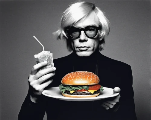 andy warhol,warhol,diet icon,the burger,luther burger,tilda,burguer,hamburger,burger,hamburgers,veggie burger,big hamburger,modern pop art,classic burger,food icons,appetite,burgers,fastfood,club sandwich,pop art style,Illustration,Paper based,Paper Based 27