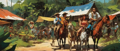 pilgrims,tent pegging,ancient parade,flags and pennants,nomads,colonization,caravan,cossacks,cavalry,procession,camel caravan,hippy market,game illustration,afar tribe,germanic tribes,amerindien,nomadic people,chilean rodeo,horse herd,cuba background,Conceptual Art,Oil color,Oil Color 04