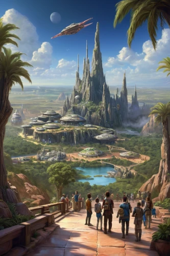 futuristic landscape,fantasy world,the disneyland resort,fantasy landscape,fantasy city,disney world,an island far away landscape,shanghai disney,walt disney world,alien world,ancient city,disneyland park,cg artwork,fantasy picture,atlantis,imperial shores,alien planet,concept art,epcot center,dream world,Art,Classical Oil Painting,Classical Oil Painting 36