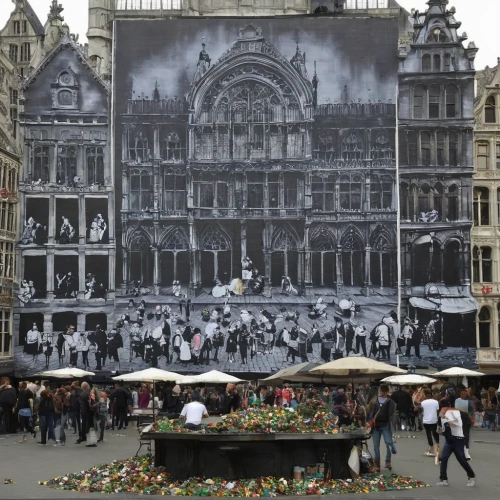 grand place,brussels,dam square,brussels belgium,antwerp,flower clock,belgium,duomo square,wenceslas square,utrecht,aachen,place saint-pierre,glockenspiel,rouen,flower wall en,facade painting,flemish,reims,astronomical clock,st-denis,Conceptual Art,Graffiti Art,Graffiti Art 12