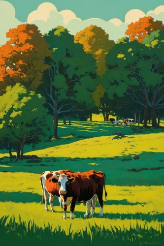 cows on pasture,pasture,cows,cow,cow meadow,moo,oxen,two cows,farm background,cow herd,farm landscape,happy cows,holstein,pastures,milk cows,holstein cow,ox,dairy cows,agricultural,rural,Illustration,American Style,American Style 12