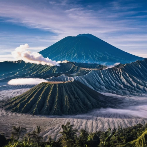 mount bromo,bromo,pura mandara giri semeru agung,volcanic landscape,semeru,gunung semeru,volcanic landform,indonesia,mount taranaki,gorely volcano,geothermal energy,east java,fuji mountain,active volcano,volcanic field,japanese mountains,volcanism,taranaki,volcanoes,mountainous landscape,Illustration,American Style,American Style 15