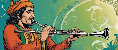 shehnai,bansuri,drawing trumpet,trumpet of jericho,the flute,wind instrument,block flute,bamboo flute,man with saxophone,wind instruments,flute,saxophone playing man,itinerant musician,instrument trumpet,snake charmers,trumpet-trumpet,brass instrument,indian musical instruments,trumpet,trumpet climber,Illustration,American Style,American Style 13