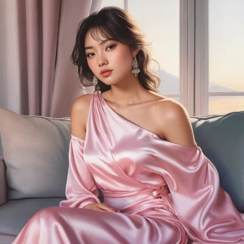 portrait background,digital painting,peony pink,satin,elegant,ao dai,gown,romantic portrait,world digital painting,asian woman,fashion vector,hong,pink beauty,asian vision,phuquy,light pink,kim,vietnamese woman,dusky pink,jumpsuit,Illustration,Black and White,Black and White 06