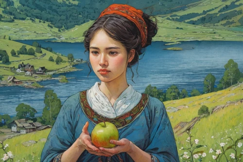 girl picking apples,woman eating apple,girl with bread-and-butter,woman with ice-cream,woman holding pie,apple harvest,pear cognition,green apples,girl with cereal bowl,asian pear,picking apple,girl picking flowers,basket of apples,pomelo,wild apple,bell apple,apple orchard,basket with apples,pomegranate,young girl,Illustration,Realistic Fantasy,Realistic Fantasy 12