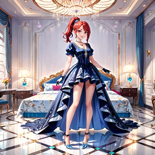 cinderella,queen of hearts,ball gown,blue room,bridal,sapphire,venetia,rem in arabian nights,maid,camellia,tiara,bridal clothing,celtic queen,royal,winterblueher,elegance,imperial coat,lady of the night,fairy tale character,rococo,Anime,Anime,General