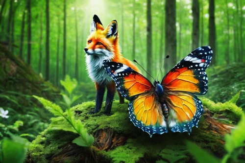 whimsical animals,woodland animals,forest animals,butterfly background,butterfly isolated,peacock butterflies,tropical butterfly,forest animal,faery,fairy peacock,fairy forest,faerie,forest dragon,isolated butterfly,fantasy picture,rainbow butterflies,papillon,animals play dress-up,photoshop manipulation,peacock butterfly,Conceptual Art,Graffiti Art,Graffiti Art 02