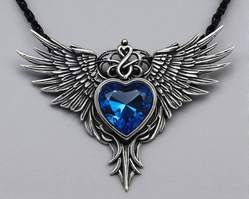 necklace with winged heart,winged heart,wing blue color,diamond pendant,angel wing,blue heart,blue bird,red heart medallion,sapphire,amulet,pendant,hamsa,gift of jewelry,wing blue white,scarab,archangel,garuda,zodiac sign gemini,diadem,heart design,Conceptual Art,Oil color,Oil Color 13