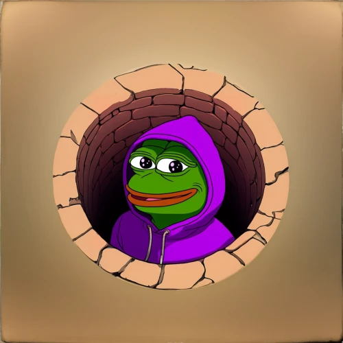 greek in a circle,twitch icon,wine barrel,q badge,woman at the well,barrel,knothole,wall safe,manhole,wall,frog through,wall tunnel,emogi,wishing well,wooden barrel,refugee,burka,purple frame,frog background,woman frog