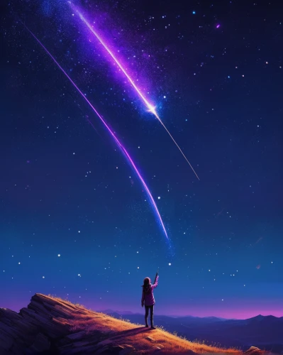 shooting star,falling stars,shooting stars,rainbow and stars,star sky,starlight,space art,falling star,the stars,moon and star background,stargazing,astronomy,astronomer,night sky,the night sky,meteor,night stars,galaxy,stars,starry sky,Illustration,Realistic Fantasy,Realistic Fantasy 06