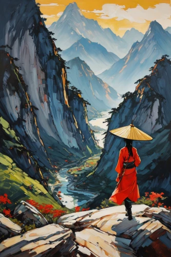 zermatt,mountain scene,annapurna,himalayas,nepal,himalayan,qinghai,man with umbrella,landscape red,yunnan,lauterbrunnen,mountain landscape,khokhloma painting,red coat,bhutan,ha giang,himalaya,tibet,autumn mountains,valais,Conceptual Art,Oil color,Oil Color 08