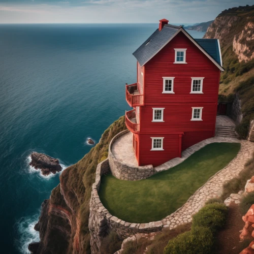 red lighthouse,petit minou lighthouse,red cliff,lighthouse,house of the sea,cliff top,red roof,newfoundland,light house,cliffs ocean,fisherman's house,norway coast,gaztelugatxe,south stack,danish house,crisp point lighthouse,house insurance,point lighthouse torch,battery point lighthouse,light station,Photography,General,Cinematic