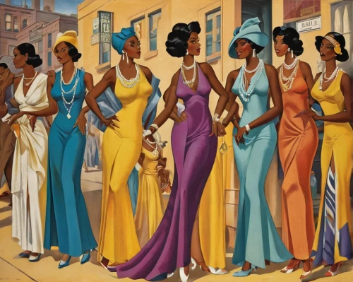 beautiful african american women,afro american girls,black women,twenties women,1940 women,african american woman,happy day of the woman,women silhouettes,vintage women,ladies group,juneteenth,women's clothing,vintage illustration,bridal party dress,women's novels,art deco woman,womanhood,woman power,business women,international women's day,Illustration,Realistic Fantasy,Realistic Fantasy 21