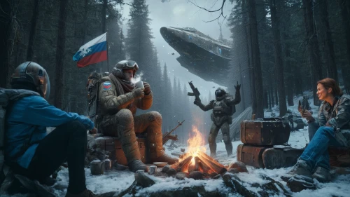 russian traditions,nordic christmas,russian winter,russian holiday,campfire,glory of the snow,american frontier,russian culture,siberia,nordic bear,winter festival,fantasy picture,campfires,the spirit of the mountains,snow scene,digital compositing,russia,celebration of witches,winter trip,camp fire