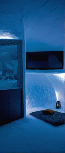 ice hotel,snowhotel,inverted cottage,snow shelter,igloo,cold room,ice cave,cubic house,blue cave,alpine hut,winter house,blue caves,the blue caves,glacier cave,snow house,blue room,ufo interior,vaulted cellar,snow roof,cooling house,Illustration,Realistic Fantasy,Realistic Fantasy 29