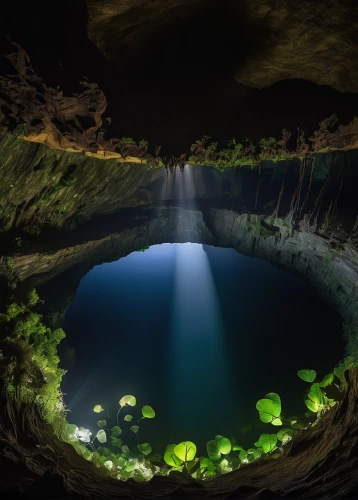underground lake,cenote,cave on the water,underwater oasis,underwater landscape,pit cave,blue cave,mountain spring,water spring,sea cave,cave,wishing well,crescent spring,fractal environment,aquatic plants,water scape,underwater background,sinkhole,acid lake,green waterfall,Illustration,American Style,American Style 01