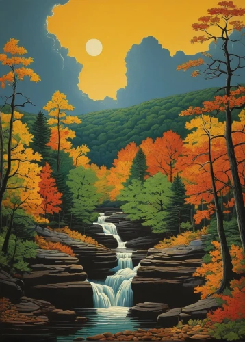 fall landscape,autumn landscape,robert duncanson,forest landscape,autumn mountains,brook landscape,river landscape,autumn forest,landscape background,autumn background,autumn idyll,mountain stream,nature landscape,autumn scenery,mountain scene,brown waterfall,mountain landscape,ilse falls,ash falls,cascades,Art,Artistic Painting,Artistic Painting 06