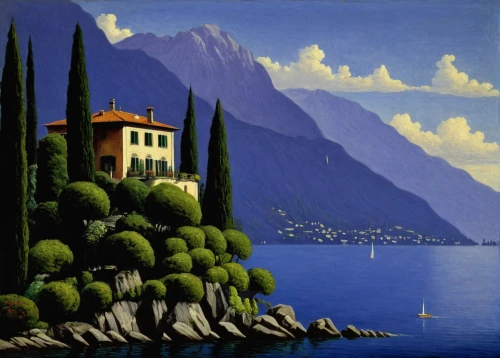 villa balbianello,lago di lugano,lake garda,coastal landscape,landscape with sea,riva del garda,lake como,house with lake,italian painter,panoramic landscape,lake maggiore,ticino,oberlo,home landscape,landscape,croda da lago,lago di limides,david bates,sea landscape,portofino,Art,Artistic Painting,Artistic Painting 02