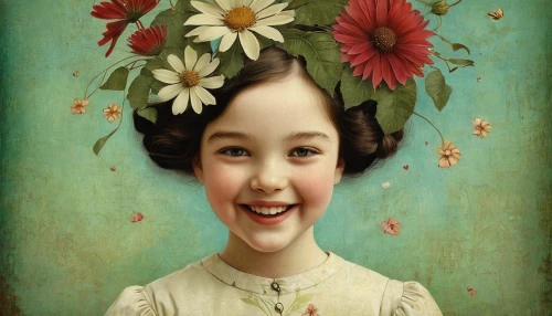 girl in flowers,a girl's smile,vintage girl,girl picking flowers,young girl,cheerfulness,cheery-blossom,portrait of a girl,girl with cereal bowl,child portrait,flower girl,girl portrait,beautiful girl with flowers,cloves schwindl inge,flower painting,young woman,girl in the garden,vintage woman,girl in a long,vintage female portrait,Illustration,Realistic Fantasy,Realistic Fantasy 35