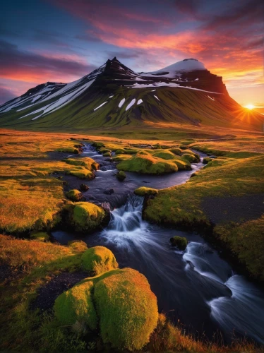 eastern iceland,iceland,kirkjufell river,beautiful landscape,landscapes beautiful,mountain stream,mountain spring,northern norway,mountain landscape,faroe islands,mountain tundra,norway island,kirkjufell,natural landscape,nature landscape,mountain sunrise,landscape photography,nordland,mountain meadow,natural scenery,Art,Classical Oil Painting,Classical Oil Painting 04
