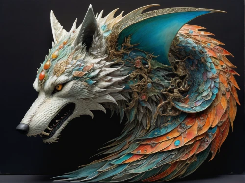 painted dragon,dragon design,garuda,dragon of earth,dragon,wyrm,forest dragon,gryphon,dragon li,amano,fantasy art,fractalius,chinese dragon,scrap sculpture,green dragon,japanese art,kitsune,3d fantasy,nine-tailed,poseidon,Conceptual Art,Sci-Fi,Sci-Fi 12