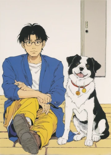 boy and dog,my dog and i,dog frame,dog cafe,companion dog,two dogs,dog and cat,clamp,human and animal,look at the dog,japanese terrier,dog,pet,yukio,dogs,battōjutsu,dog cat,dog look,sakana,canine,Illustration,Japanese style,Japanese Style 11