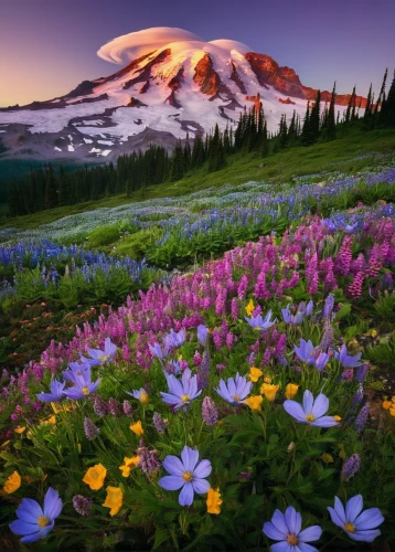 alpine flowers,mount rainier,splendor of flowers,alpine meadow,mount saint helens,blanket of flowers,mount hood,alpine flower,mt rainier,field of flowers,alpine meadows,mountain meadow,mount st helens,wildflowers,sea of flowers,flower field,colorful flowers,washington state mt st helens,flower in sunset,mt hood,Conceptual Art,Daily,Daily 20