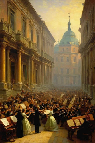 orchestra,symphony orchestra,philharmonic orchestra,konzerthaus berlin,orchesta,konzerthaus,woman playing violin,concert hall,berlin philharmonic orchestra,orchestral,violinists,concerto for piano,classical music,symphony,music society,orchestra division,concertmaster,musicians,musical ensemble,street musicians,Art,Classical Oil Painting,Classical Oil Painting 18