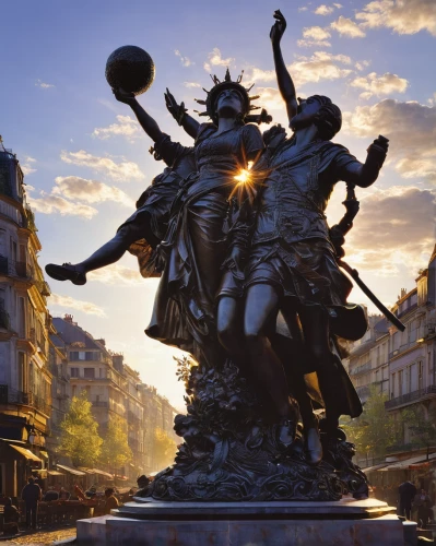 eros statue,mozart fountain,justitia,joan of arc,paris,apollo and the muses,statue of hercules,brussels belgium,france,cybele,nimes,brussels,victor emmanuel ii monument,aix-en-provence,greek mythology,versailles,roma,rome,lyon,french digital background,Art,Classical Oil Painting,Classical Oil Painting 32