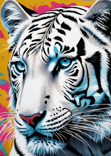 white tiger,tiger png,tigers,white bengal tiger,blue tiger,asian tiger,cool pop art,a tiger,bengal tiger,diamond zebra,tiger,pop art style,tigerle,pop art background,effect pop art,pop art effect,siberian tiger,adobe illustrator,pop art colors,bengal,Illustration,American Style,American Style 10