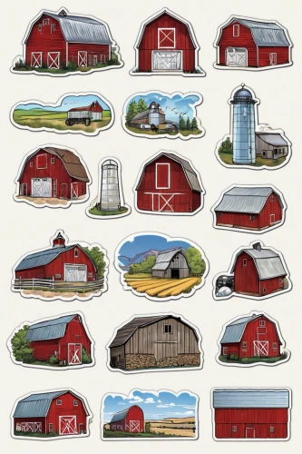 houses clipart,farms,barns,farm set,sheds,red barn,farm background,farm animals,round barn,quilt barn,farmlands,hay farm,retro 1950's clip art,scrapbook clip art,farmstead,clipart sticker,farm pack,bunting clip art,farm landscape,farm,Unique,Design,Sticker