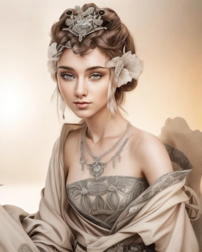 bridal jewelry,bridal accessory,fantasy portrait,diadem,bridal clothing,victorian lady,celtic queen,fantasy art,romantic portrait,romantic look,white rose snow queen,jessamine,faery,princess leia,fantasy picture,ancient egyptian girl,fairy queen,filigree,thracian,fairy tale character,Common,Common,Natural